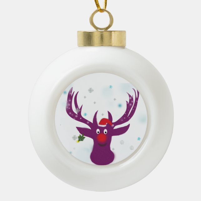 Funny Deer Ceramic Ball Decoration (Front)