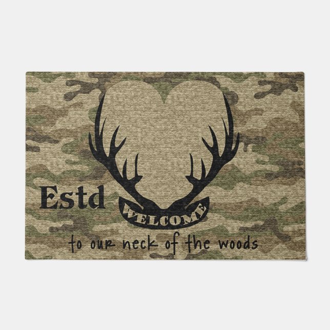 Funny Deer Couple Mat,Wedding Hunter Mat Decor (Front)