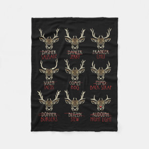 Funny Deer Hunters All Of Santa's Reindeer Hunting Fleece Blanket