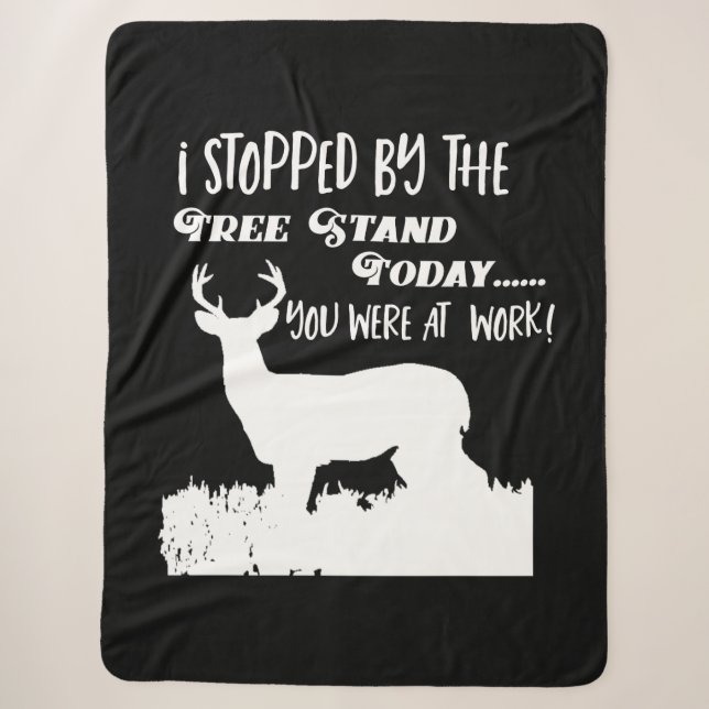 Funny Deer Hunting Men Black and White Hobby Sherpa Blanket (Front)