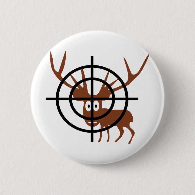 funny deer in crosshair icon 2 inch round button (Front)
