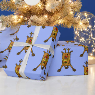 Funny Deer Reindeer Drawing Kids Wrapping Paper