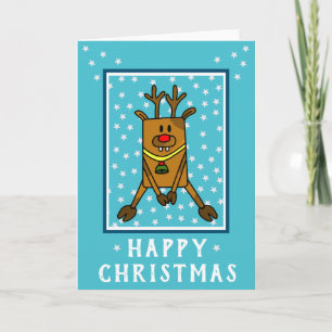 Funny Deer Star Pattern Happy Christmas Holiday Card