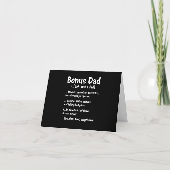 Funny Definition About Bonus Dad Card (Front)