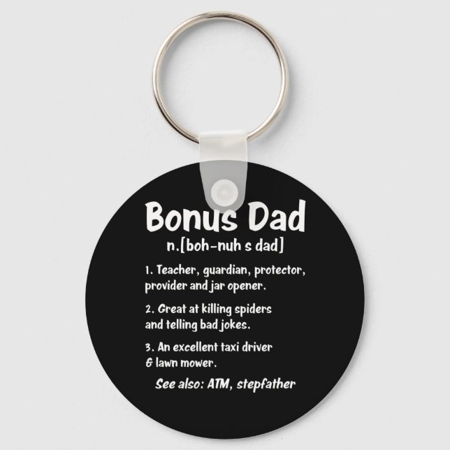 Funny Definition About Bonus Dad Keychain (Front)