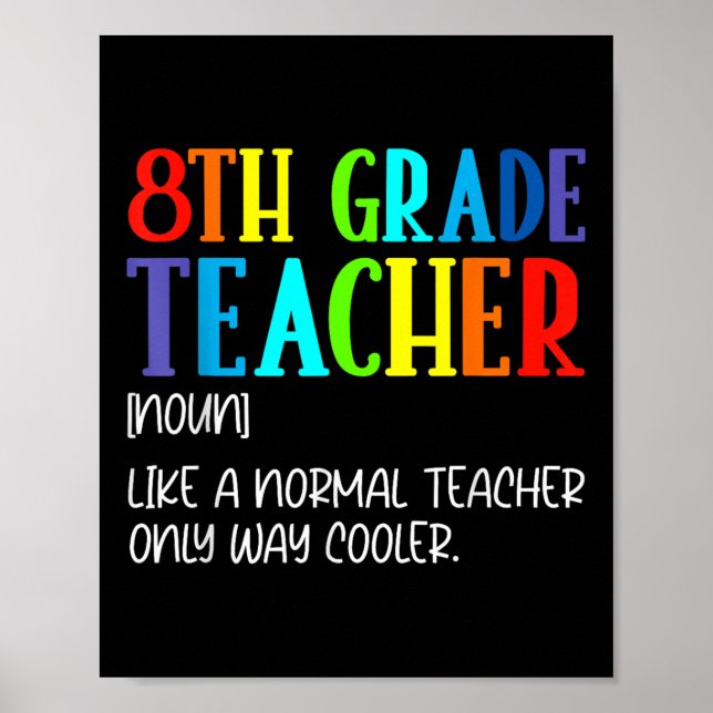 Funny Definition For 8th Grade Teacher Back To Sch Poster (Front)