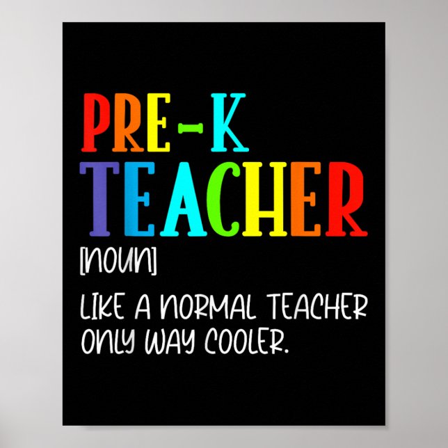 Funny Definition For Pre-k Teacher Back To School  Poster (Front)