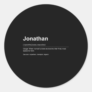 Funny Definition Quote For The Name Jonathan _ Classic Round Sticker
