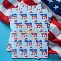 Funny Democrat Donkey in Santa Hat Blue Christmas