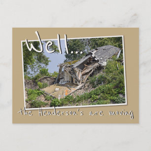 Funny Demolished House We're Moving New Address Announcement Postcard