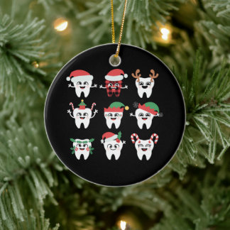 Funny Dental Christmas Teeth Cute Xmas Dentist Ceramic Ornament