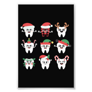 Funny Dental Christmas Teeth Cute Xmas Dentist Photo Print