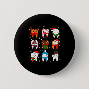 Funny Dental Christmas Teeth Cute Xmas Dentist Squ 2 Inch Round Button