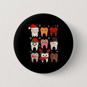 Funny Dental Christmas Teeth Cute Xmas Dentist Squ 2 Inch Round Button