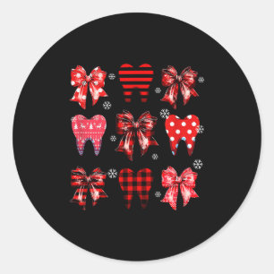 Funny Dental Christmas Teeth Cute Xmas Dentist Squ Classic Round Sticker