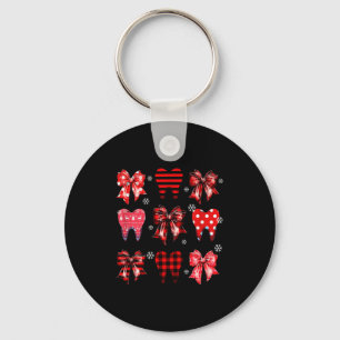 Funny Dental Christmas Teeth Cute Xmas Dentist Squ Keychain