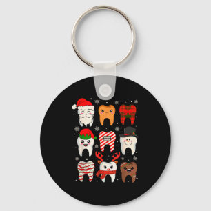 Funny Dental Christmas Teeth Cute Xmas Dentist Squ Keychain