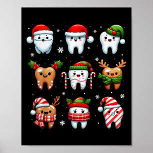 Funny Dental Christmas Teeth Cute Xmas Dentist Squ Poster