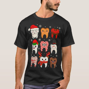 Funny Dental Christmas Teeth Cute Xmas Dentist Squ T-Shirt