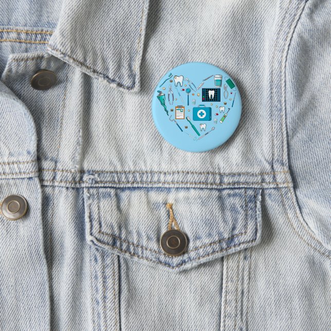 Funny Dental Dentist Tool Heart 2 Inch Round Button (In Situ)