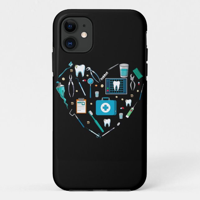 Funny Dental Dentist Tool Heart Case-Mate iPhone Case (Back)