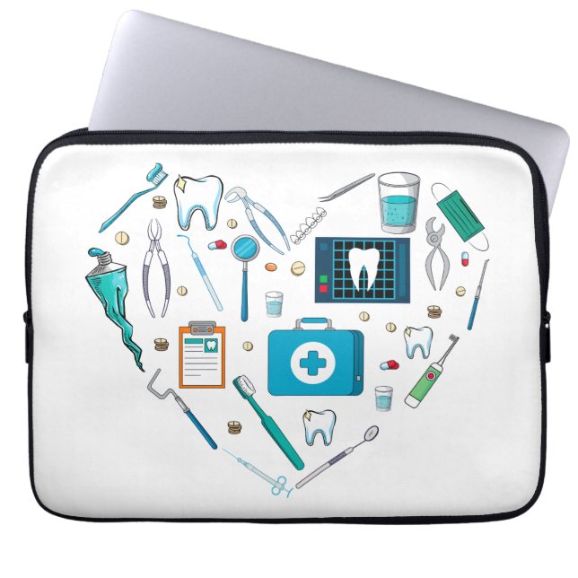 Funny Dental Dentist Tool Heart Laptop Sleeve (Front)