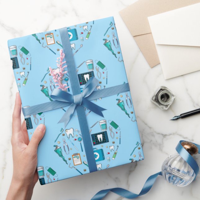 Funny Dental Dentist Tool Heart Wrapping Paper (Gifting)
