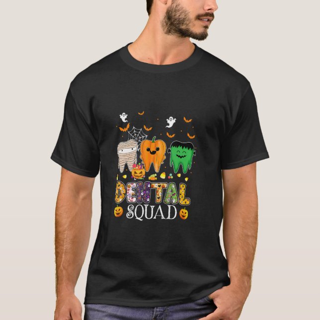 Funny Dental Spooky Squad Costume Denstist Hallowe T-Shirt (Front)