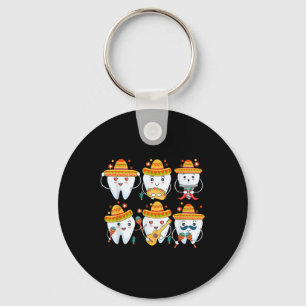 Funny Dentist Cinco De Mayo Dental Teeth Mexican P Keychain