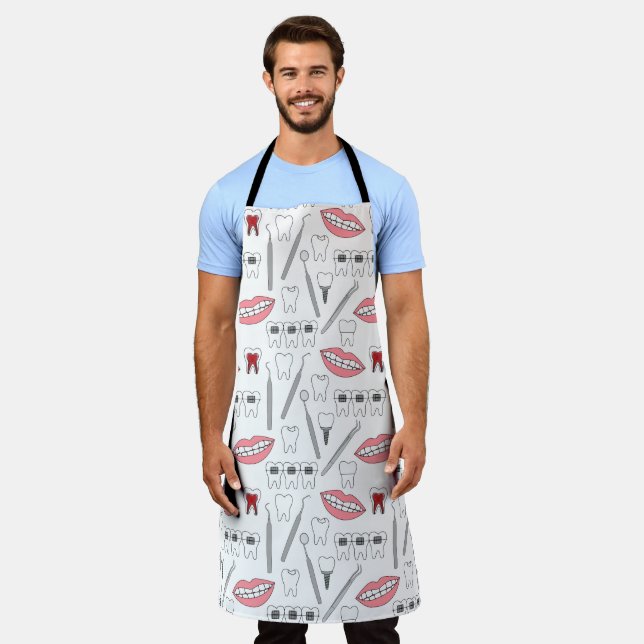 Funny Dentist Pattern All Over Print Apron (Worn)