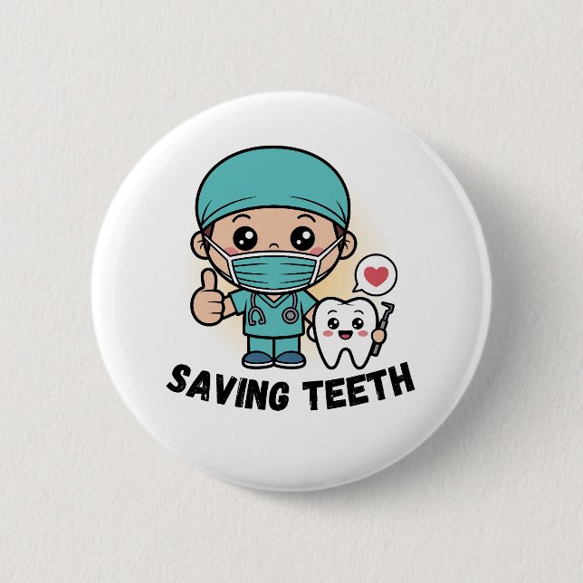 FUNNY DENTIST :SAVING TEETH BUTTON (Front)