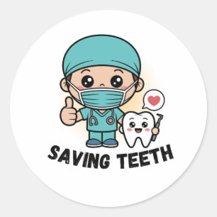 FUNNY DENTIST  :SAVING TEETH STICKER
