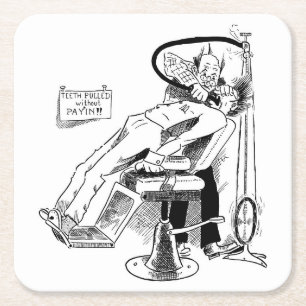 Funny Dentist Sketch Square Paper Coaster