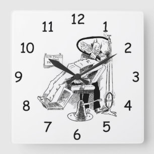Funny Dentist Sketch Square Wall Clock