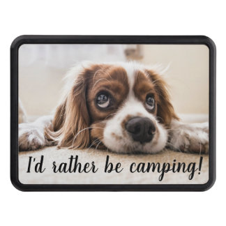 Funny Depressed Dog I'd Rather Be Camping Trailer Hitch Cover