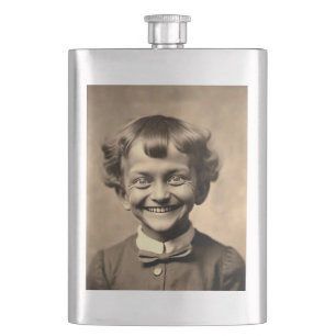 Funny Deranged Smiling Kid Flask