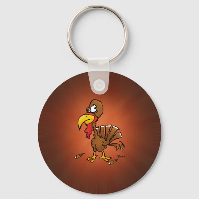 Funny Derp Turkey Cartoon Keychain (Front)