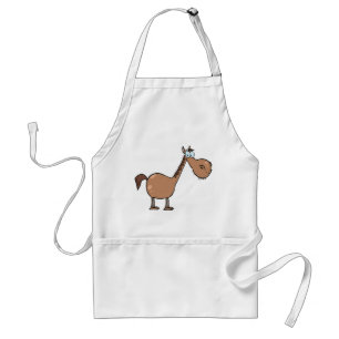Funny Derpy Horse Silly Brown Stallion Standard Apron