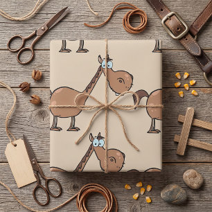 Funny Derpy Horse Silly Brown Stallion Wrapping Paper