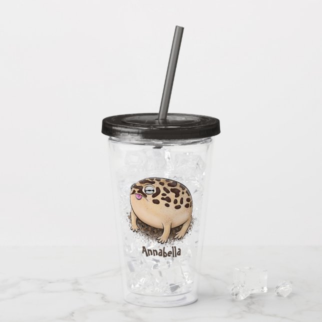 Funny desert rain frog cartoon illustration acrylic tumbler (Back Ice)
