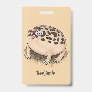 Funny desert rain frog cartoon illustration badge