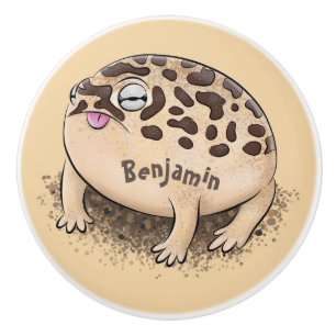 Funny desert rain frog cartoon illustration ceramic knob