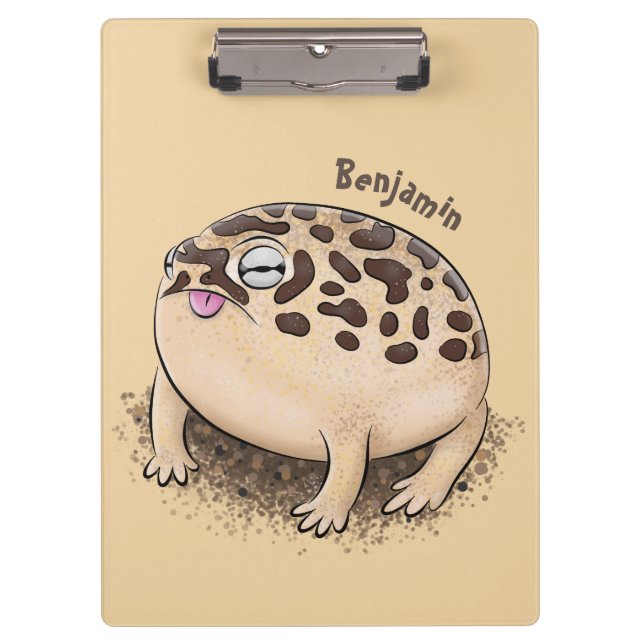 Funny desert rain frog cartoon illustration clipboard (Front)