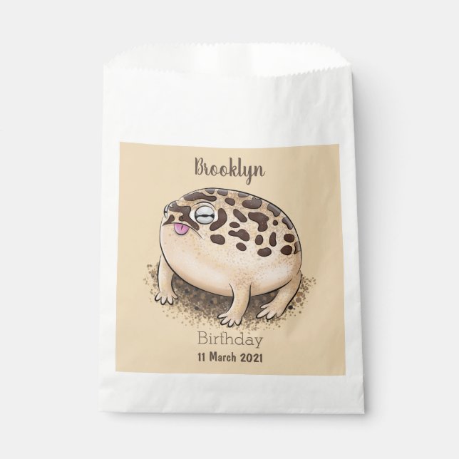 Funny desert rain frog cartoon illustration favour bag (Front)