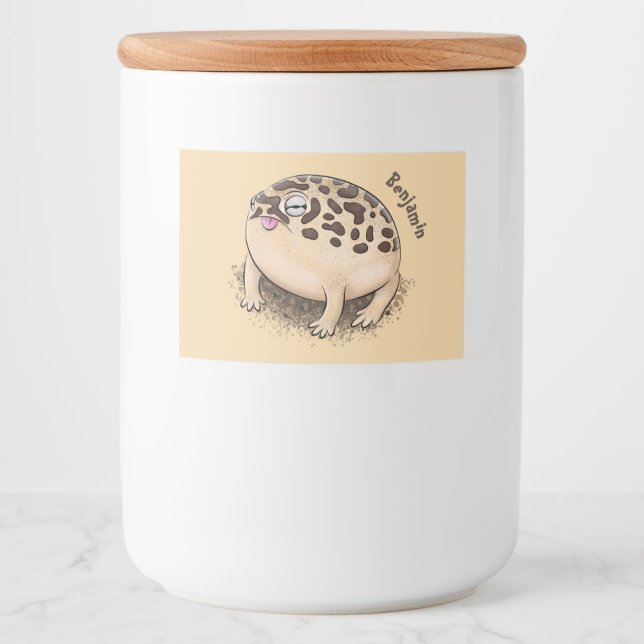 Funny desert rain frog cartoon illustration food label (Front)