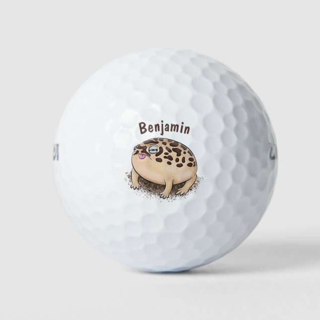Funny desert rain frog cartoon illustration golf balls (Front)
