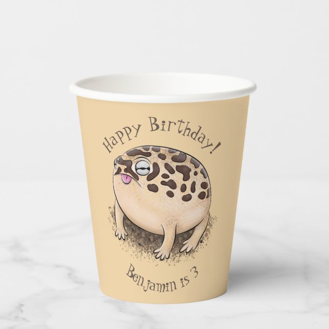 Funny desert rain frog cartoon illustration paper cups (Front)