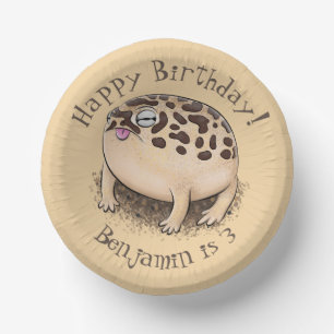 Funny desert rain frog cartoon illustration paper plate