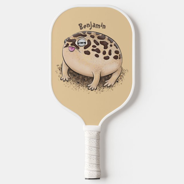 Funny desert rain frog cartoon illustration  pickleball paddle (Front)