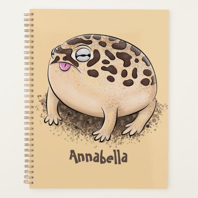 Funny desert rain frog cartoon illustration planner (Front)